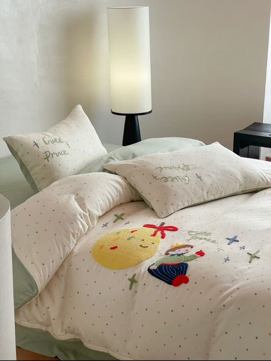 Double Yarn Cotton Bedding Set with Embroidery