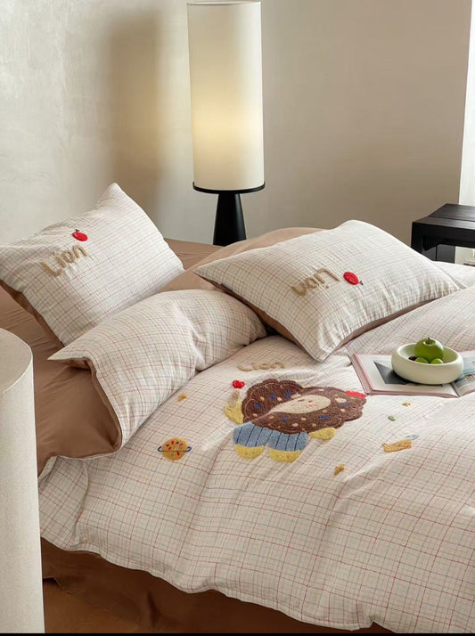Double Yarn Cotton Bedding Set with Embroidery