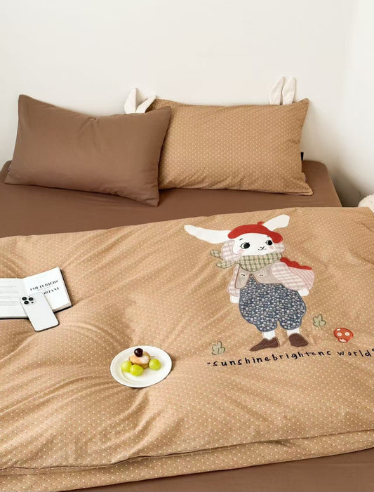 Double Yarn Cotton Bedding Set with Embroidery
