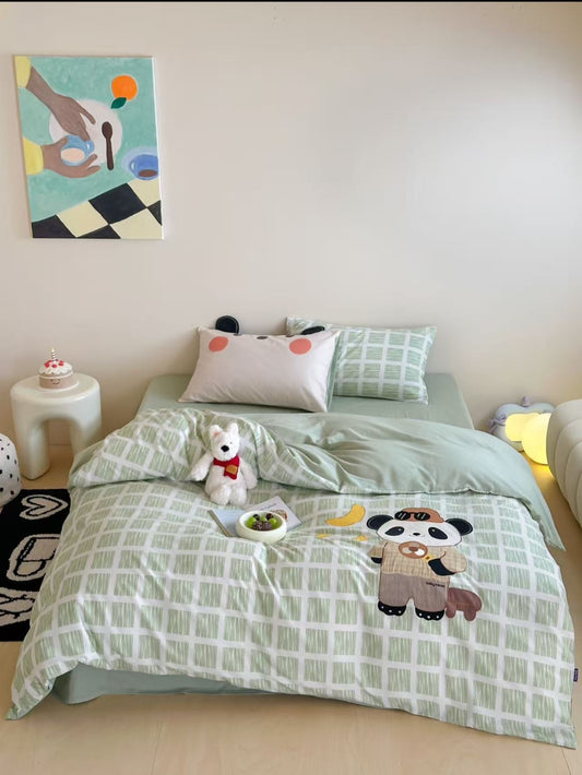 Double Yarn Cotton Bedding Set with Embroidery