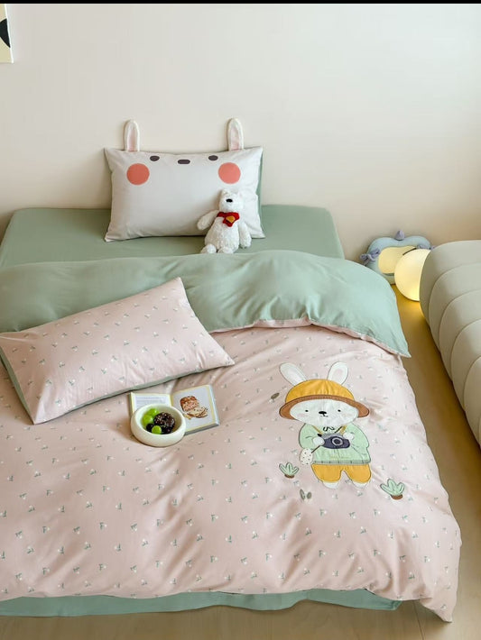 Double Yarn Cotton Bedding Set with Embroidery